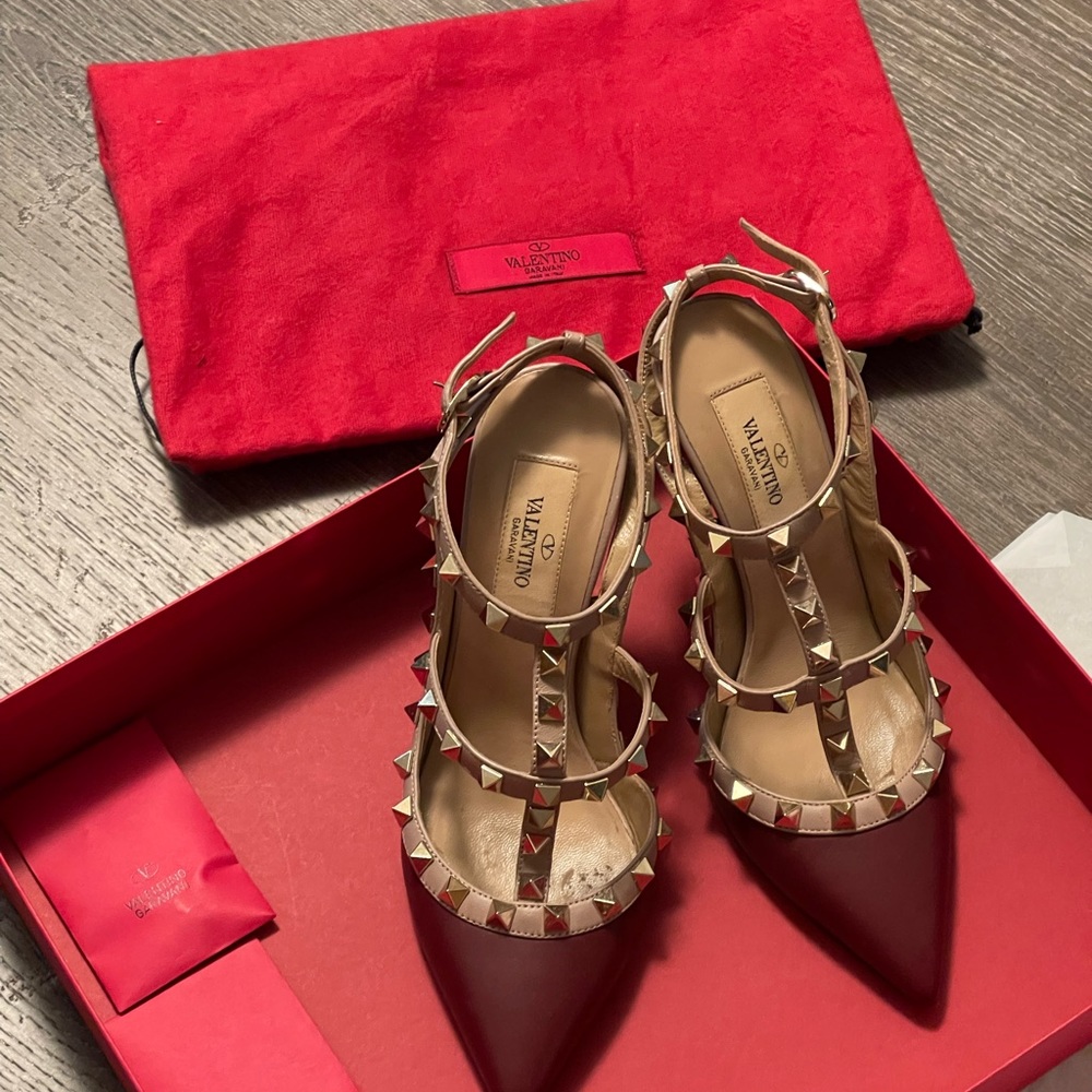 Valentino wine color ankle strap pump